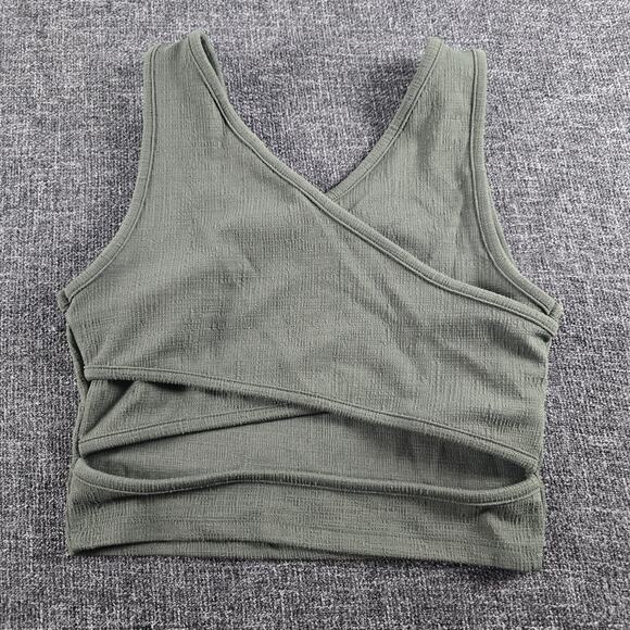 Roxy Good Keepsake Crop Tank Top Size Medium Green Cross Back - Picture 2 of 7